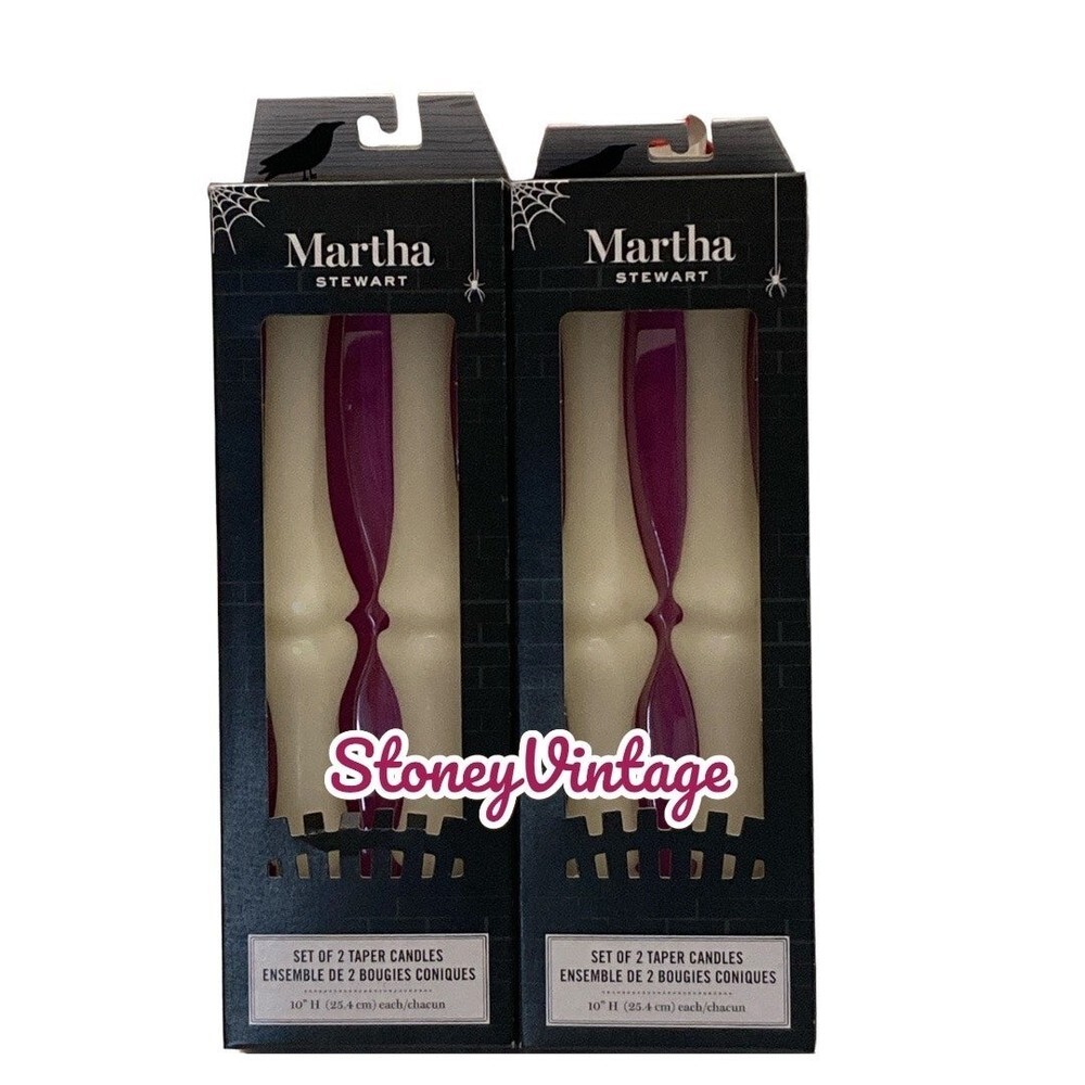 Martha Stewart Set of 4 Taper Candles  Skeleton Bones Halloween Theme
